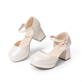 thumbnail image 5 of DREAM PAIRS Girls' Platform Mary Jane Pumps Chic Chunky High Heel Dress Shoes with Rhinestone Buckle Comfortable Square Toe Party Shoes for Kids, 5 of 6