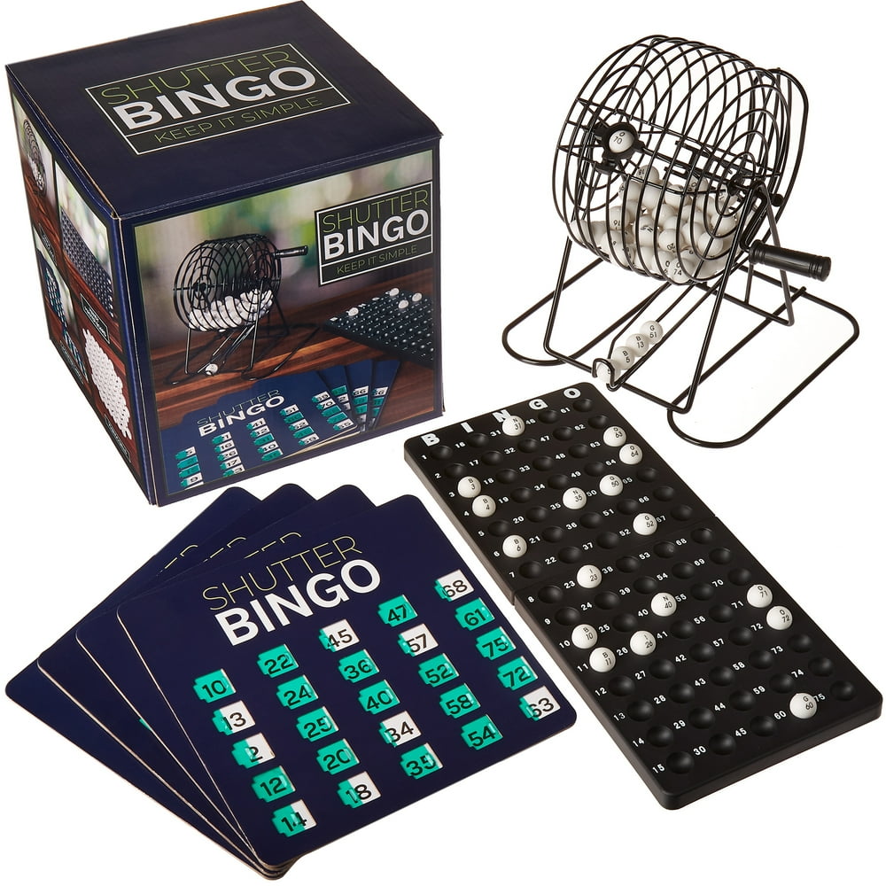 Shutter Bingo Set Complete Game with Reusable Number Cards, Plastic