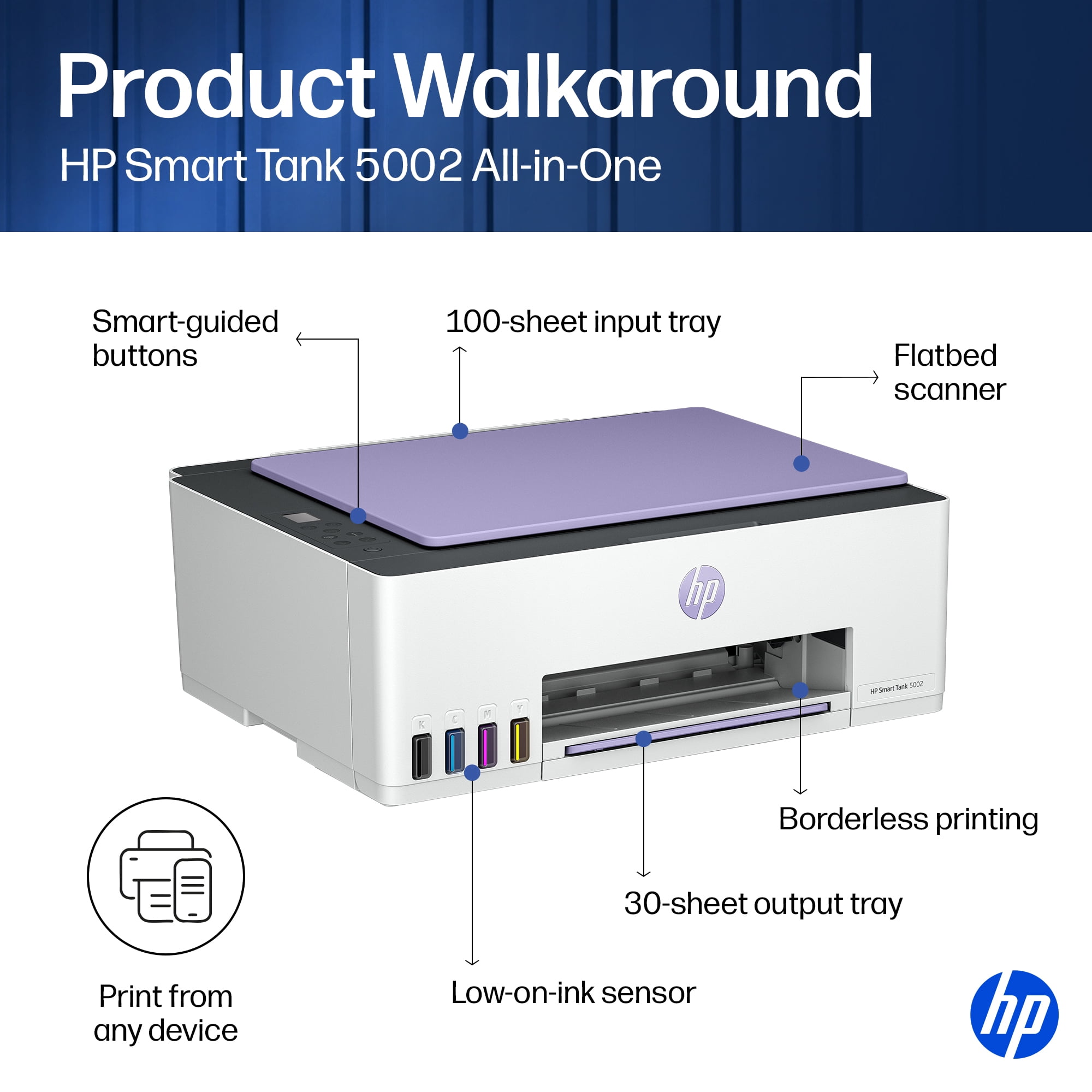 HP Smart Tank 5002 Wireless All-in-One Ink Tank Printer with 2 Years of Ink (Dawn Dusk)