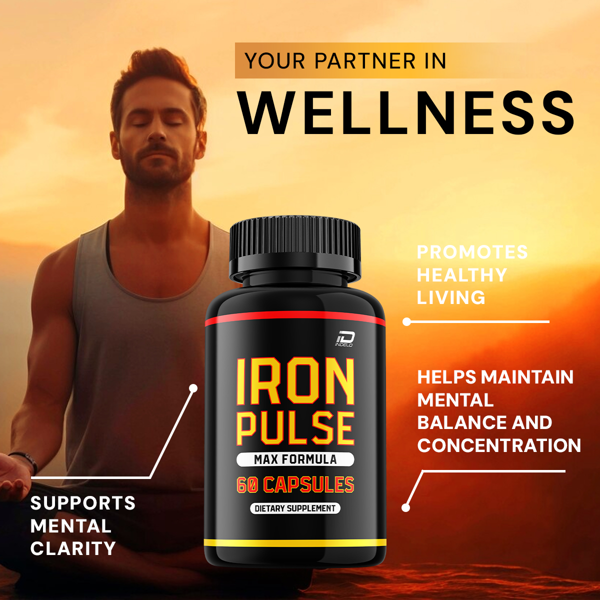 IronPulse Capsules – Iron Pulse Vitamin Complex Pills, Energy, 2 Pack, 120 Capsules