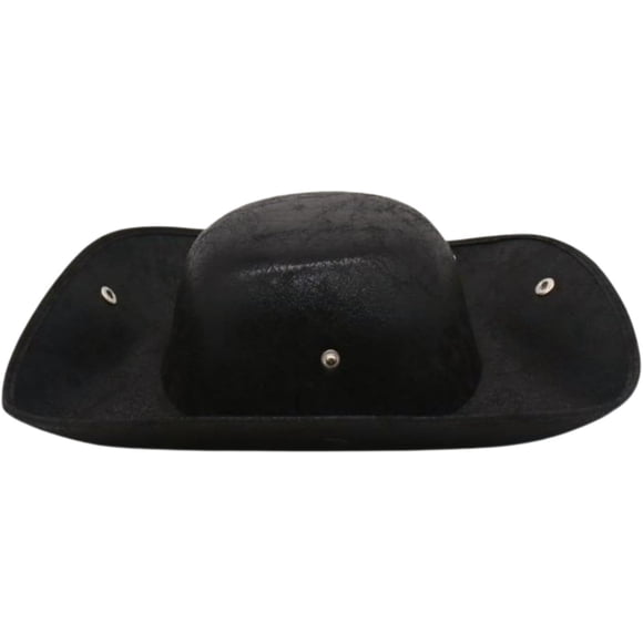 Huggegwe Chapeau Pirate Tricorne Décor en Faux Cuir pour Hommes Femmes pour Déguisement Rôles Jeu, Noir CA919-149567
