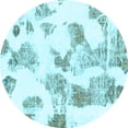 thumbnail image 1 of Ahgly Company Indoor Round Oriental Light Blue Modern Area Rugs, 4' Round, 1 of 4