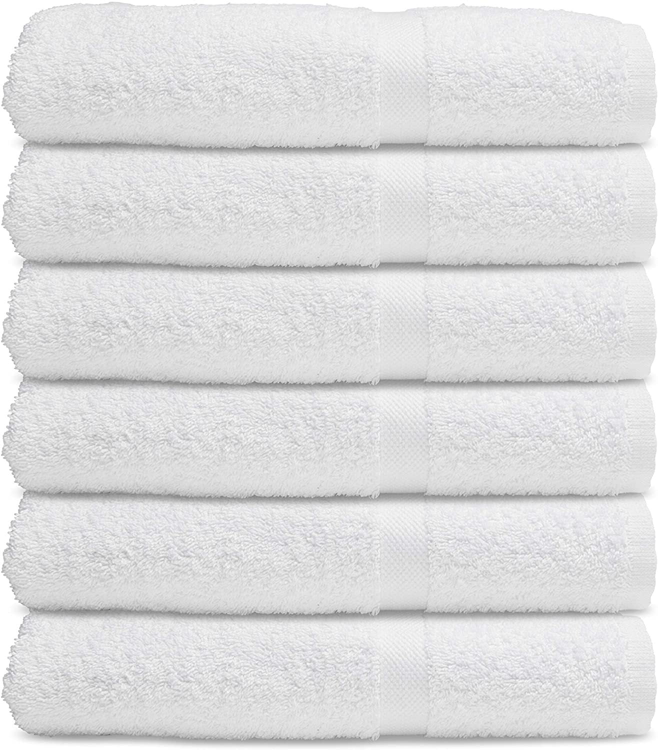 22x44 Inch Small and Lightweight 6 Pack Wh... Wealuxe Cotton Bath Towels 