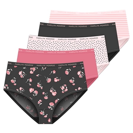 Marilyn Monroe Women's Stretch Brushed Microfiber Brief Panties - Set of 5 - Size Medium - Fits Clothing Pants Size 10 /12