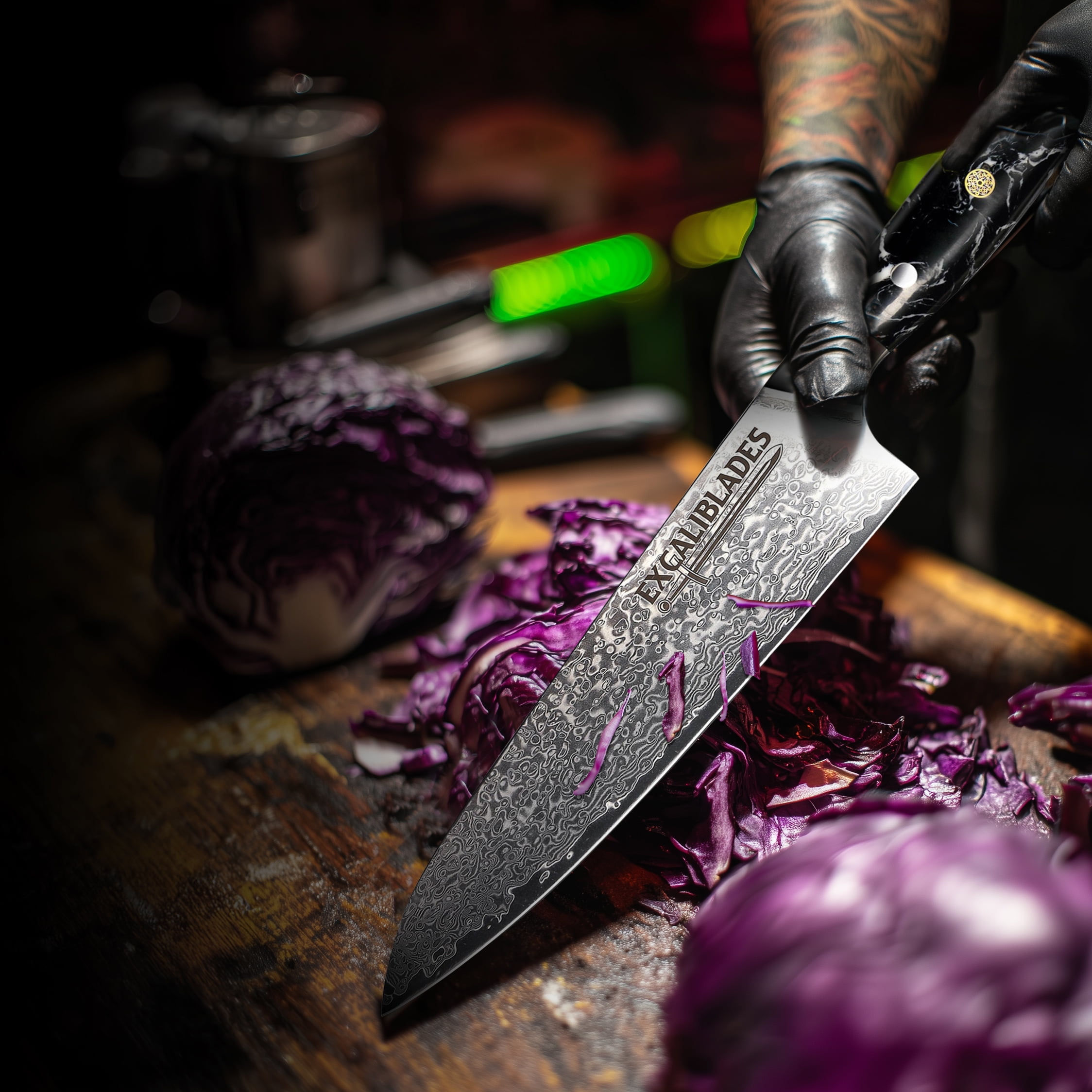 Excaliblades Ultra Sharp 8-Inch Stainless Steel Damascus Chef Knife with Ergonomic Handle