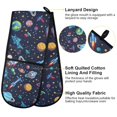 thumbnail image 4 of Dailycode Double Sided Oven Mitt with Loop Heat Resistant Kitchen Long Potholders 7" x 35" Space Stars Planet Rocket, 4 of 6