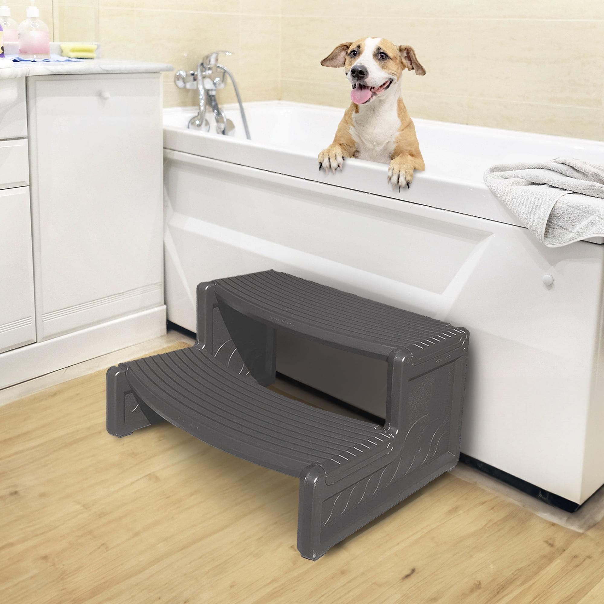 Confer Plastics Handi-Step Hot Tub Stairs for Straight/Curved Spas,Charcoal