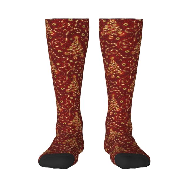 Balery Christmas Tree On A Red Background Calcetines novedosos Calcetines deportivos Calcetines hasta la rodilla Calcetines de algodón Calcetines originales y geniales