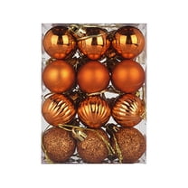 Pompotops Christmas Ball Ornaments, 30mm Christmas Tree Ball Bauble Hanging Home Party Wedding Holiday Ornament Decor 24PC, Gift for Friends (Orange)