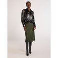 thumbnail image 3 of Scoop Women’s Crinkle Faux Patent Leather Cropped Bomber Jacket, Sizes XS-XXL, 3 of 7