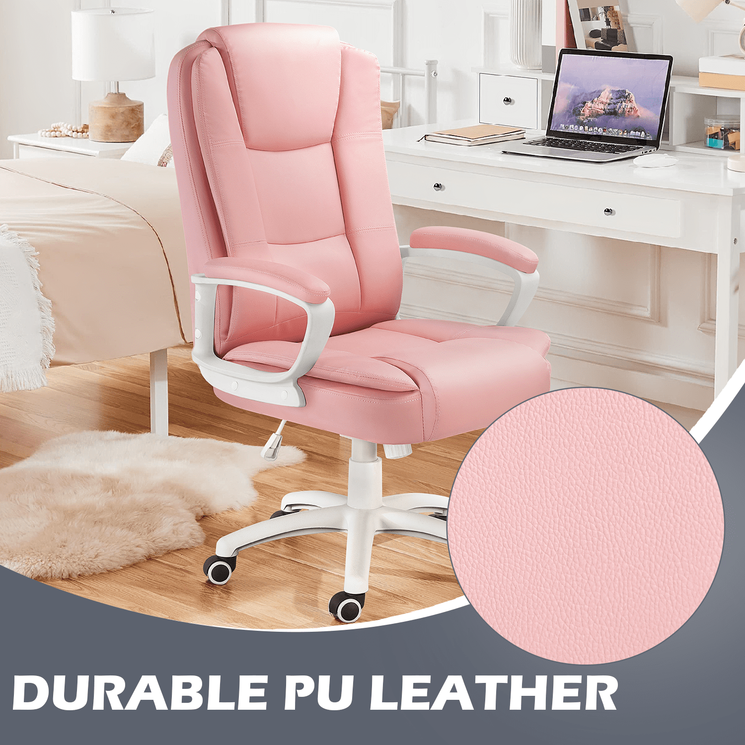 PUKAMI Office Desk Chair,Big And Tall Managerial Executive Chair,High Back Computer Chair