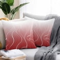 thumbnail image 2 of Ombre Red Stripes Outdoor Pillow Covers Set of 2 Striped Lines Waves Gradient Waterproof Throw Pillow Case Decorative Square Cushion Cover for Patio Couch Garden Balcony, 20"x20", 2 of 9
