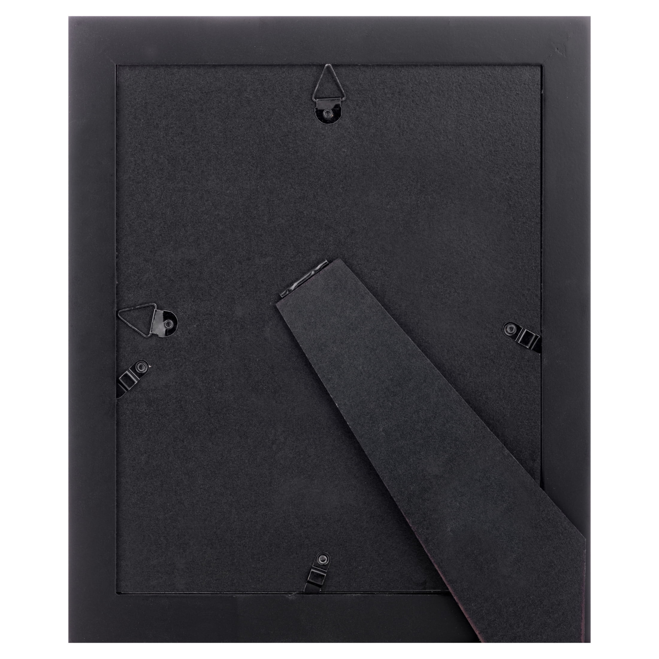 Gallery Solutions 8"x10" Picture Frame - Tabletop or Wall Mount - for 5"x7" Photos with Double White Mat, Black