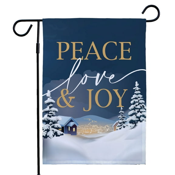 Peace Love and Joy Winter Garden Flag, 12" x 18" Polyester