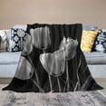 thumbnail image 2 of WYYP Flannel Bed Blanket for Bed Black White Tulips Art Flower White, 2 of 6