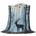 thumbnail image 6 of Forest Elk Blanket Soft Cozy Warm Throw Blanket for Couch, Plush Fuzzy Flannel Fleece Blankets for Sofa, Deer Birds Nature Tree Antlers Mountain Bed Blankets Lightweight Gifts for Women, 40"x50", 6 of 9