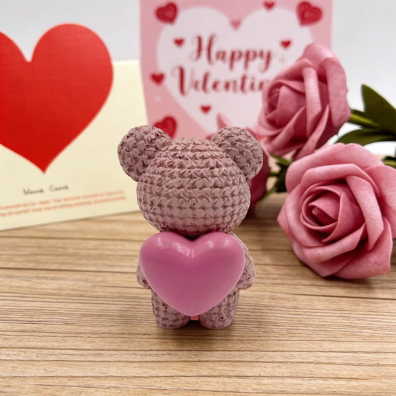 Valentines Decoration Romantic Resin Heart Bear Figurine , Valentine Day Table Centerpiece Ornament, Farmhouse Valentines Decor(1PCS)