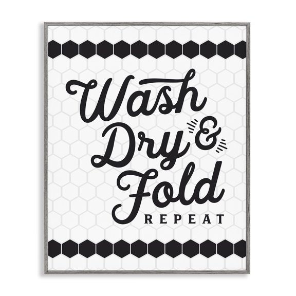 Stupell Industries Geometric Laundry Phrase Typography Painting Gray Framed Art Print Wall Art, 24 x 30