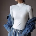 thumbnail image 6 of Women's Basic Mock Turtle Neck Shirt Slim Fitted Long Sleeve Pullovers Tops Stretchy Tight Underscrub Work Undershirt, 6 of 7
