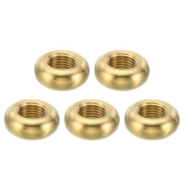 Unique Bargains M10x1 Écrou Rond, Lot de 5 Écrou Plat en Laiton Massif Vis Fine 19mmx8mm