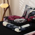 thumbnail image 5 of Erosebridal Spooky Ravens Zipper Twin Comforter Sets with Fitted Sheet and 2 Pillowcases, Halloween Dark Roses Zipper Bedding Set for Boys Girls, Black Red White, Black Reversible, 5 of 7