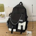 thumbnail image 4 of Preppy Style Student School Bag: Color Contrast Flap Laptop Backpack for Casual Travel, 4 of 5