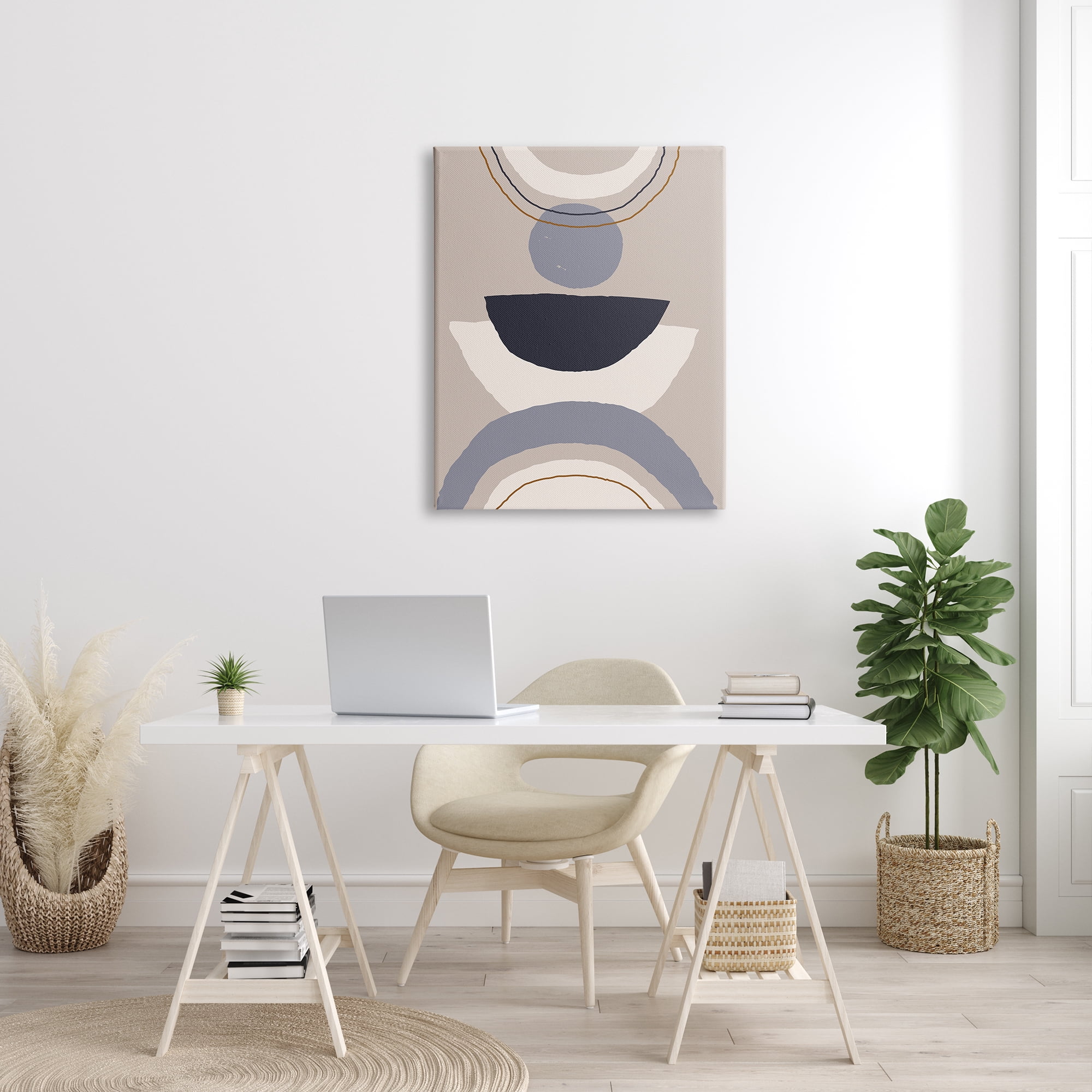 Stupell Industries Boho Inspired Abstraction Layered Blue Circular Shapes, 30 x 40, Designed by Jess Bruggink