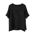 thumbnail image 6 of Fnooota Cotton Linen T-shirts for Women, Casual Crew Neck Side Slit Summer Womens Tops Black Size L, 6 of 7