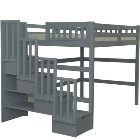 Stairway Full Loft Bed With Storage, Scanica Staircase Twin Loft Bed With Storage