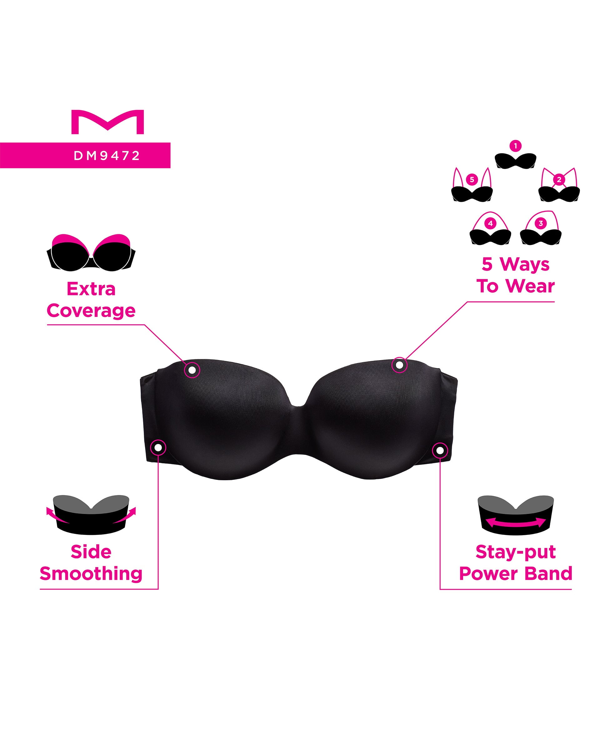 Maidenform Full Coverage Strapless Underwire Bra Women's Full Coverage DM9472
