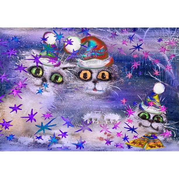 Drill Diamond Painting (DE5611) Kit completo de mosaico DIY para Bead Art (p0332 Gato de Navidad) 45x60cm FLhrweasw Nuevo