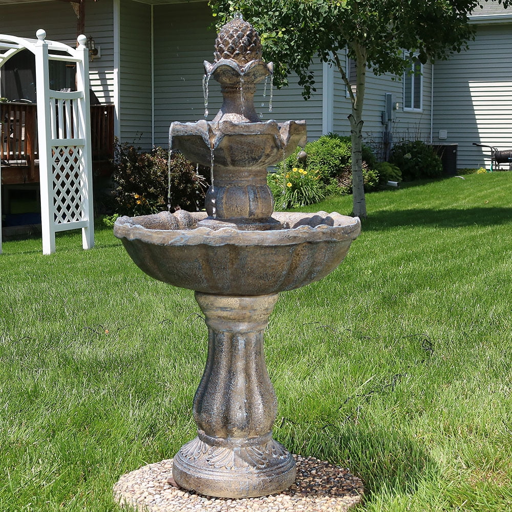 Sunnydaze 2 Tier Pineapple Solar Outdoor Water Fountain with Battery 33 Sunnydaze 2 Tier Pineapple Solar Outdoor Water Fountain with Battery 33