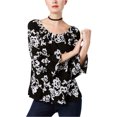 thumbnail image 1 of I.N.C Womens Embroidered Knit Blouse, Black, Large, 1 of 1