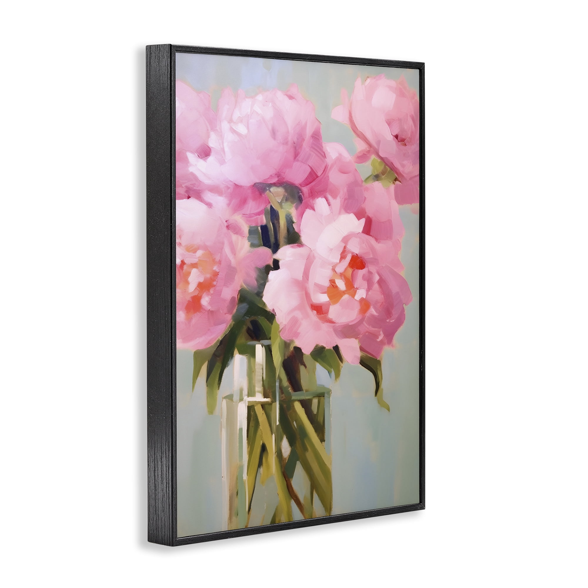 Stupell Industries Blush Pink Roses Botanical & Floral Painting Black Framed Art Print Wall Art, 20 x 30