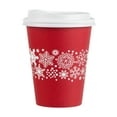 thumbnail image 5 of Restpresso 12 oz Red Christmas Snowflakes Paper Single Wall Coffee Cup - with White Lid - 3 1/2" x 3 1/2" x 4 3/4" - 20 count box, 5 of 11