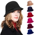 thumbnail image 2 of Sunjoy Tech Women Solid Color Winter Hat Autumn Wool Cloche Bucket Cap with Bow Bowler Hat, 2 of 2