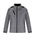 thumbnail image 3 of Brondbend Coat for Men Men’s Jacket Hooded Long Sleeved Zipper Pocket Outerwear Solid Color Casual Jacket Loose Fit Weekend Tops Light Gray, 3 of 5