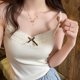 thumbnail image 4 of Camiseta sin mangas de encaje para mujer, chaleco sin mangas de color sólido, camisola sin espalda para mujer, tops cortos sexis ajustados para mujer con almohadilla de sujetador 2024, 4 of 5