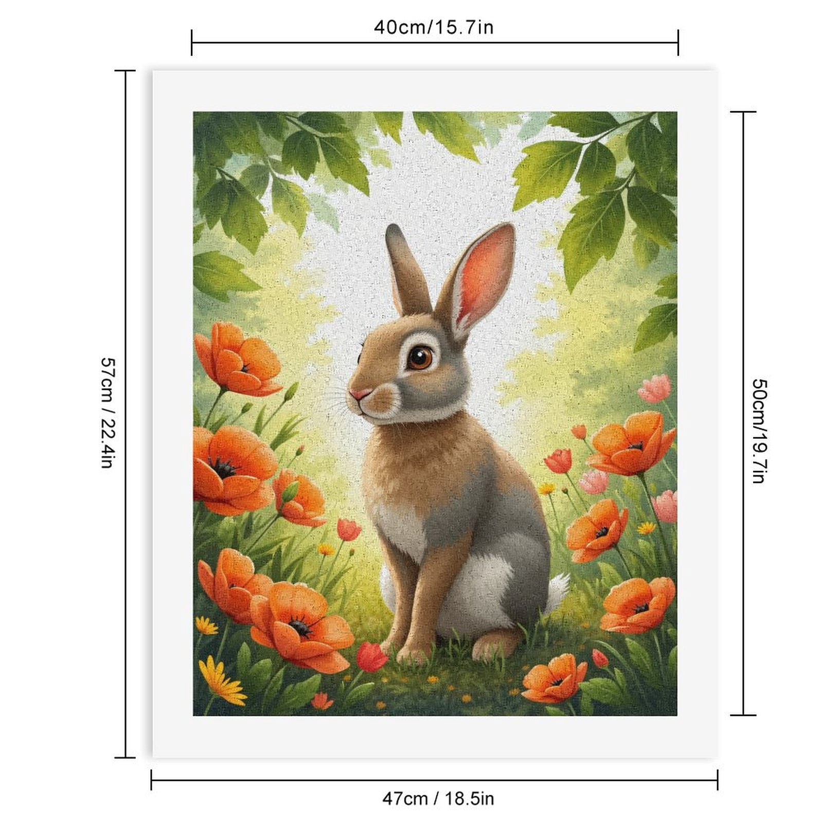 Paint By Numbers Kit for Adults Beginner - DIY Rabbit In Floral Meadow Art Canvas Painting Kits for Adults, Frameless Paint By Number for Adults for Home Wall Decor 16x20 Inch