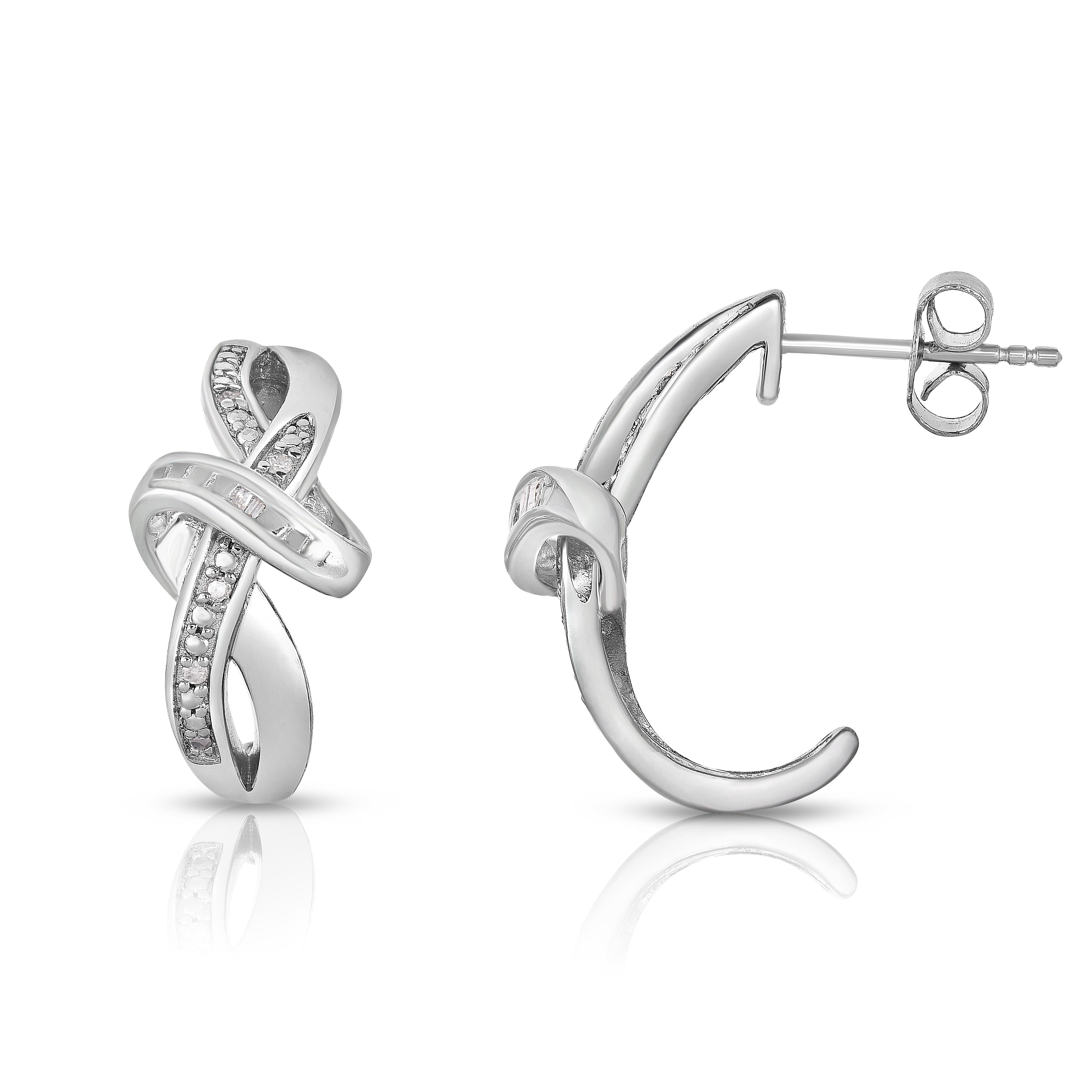 Orecchini In Argento 925 Con Diamante 1/4 Carati – Natalia Drake – A Forma Di Cuore, Placcati Rodio