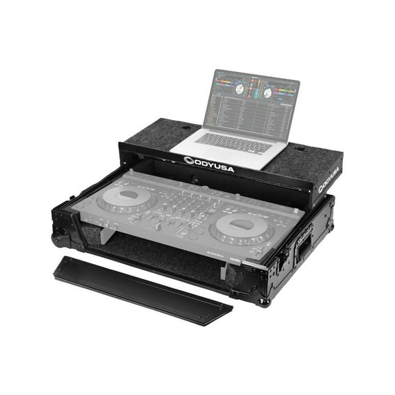 Odyssey FZGSDDJGRV6BL1UCW 1U Case in Black for AlphaTheta DDJ-GRV6 DJ Controller with Patented Glide Platform and Corner Wheels