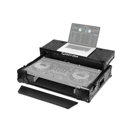 Odyssey FZGSDDJGRV6BL1UCW 1U Case in Black for AlphaTheta DDJ-GRV6 DJ Controller with Patented Glide Platform and Corner Wheels