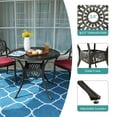 thumbnail image 6 of MEETWARM 3 Piece Patio Bistro Set, Outdoor All-Weather Cast Aluminum Dining Furniture Set Includes 2 Cushioned Chairs and a 35.4” Round Table with Umbrella Hole for Garden Deck, Chili Red, 6 of 7