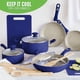 thumbnail image 3 of GreenLife Arenisca Cerámica Saludable Antiadherente, Juego de 15 Ollas de Cocina y Sartenes para Salsa, Sin PFAS, Apto para Lavavajillas, Azul, 3 of 5