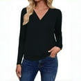 thumbnail image 1 of Timegard Women's Long Sleeve Shirts V Neck Ruched Dressy Casual Basic Tops Blouses Fall Solid Color Tee, 1 of 2