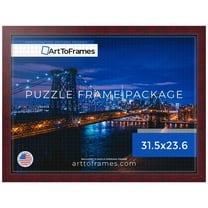 ArtToFrames 31.5x23.6 Inch - 80x60 CM Red Puzzle Frame for 1500 piece Puzzles.1.50 Inch Custom Wood Puzzle Frames, Cherry - Comes with Economy Acrylic