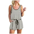 thumbnail image 2 of Summer Jumpsuits for Women Casual Comfy Round Neck Sleeveless Tank Tops Drawstring Shorts Rompers with Pockets, 2 of 4