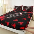 thumbnail image 3 of Castle Fairy Dirt Bike Boy Girl Twin Sheet Sets 3pcs,Black Red Twin Fitted Sheet Microfiber,Extreme Sport Breathable Flat Sheet,Microfiber Bedroom Decor, 3 of 7