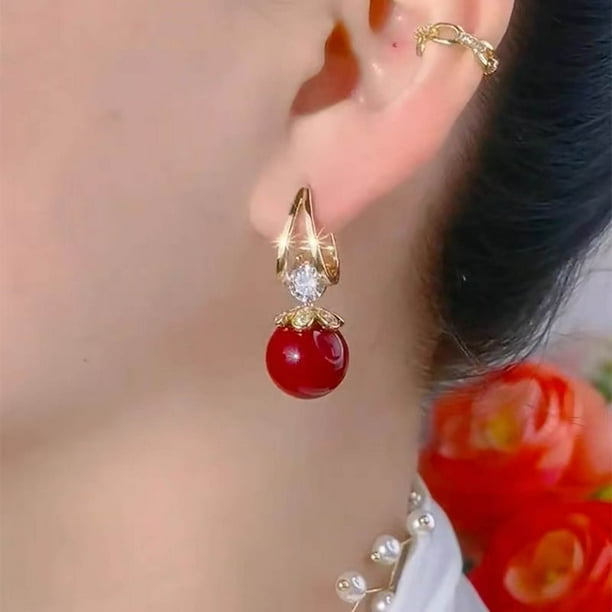 Pendientes de mujer con forma de lazo y multifuncionales, brillantes y colgantes tipo huggie.