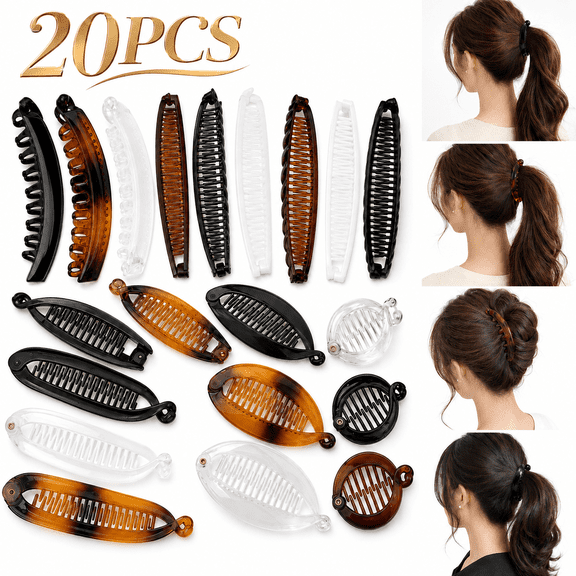 Emlimny Banana Clips Hair, Classic Hair Comb Banana Clips Hair Holder for Women Girls,Vintage Fishtail Fish Shape Comb,Curly Lady Ponytail Bun Holder